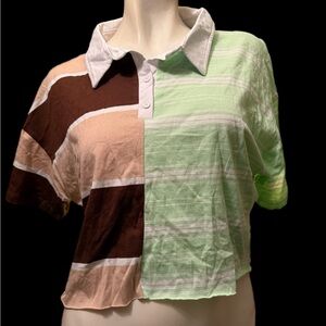 Rue21 Striped Polo Cropped Top